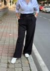 Kemer Detaylı Geniş Paça Pantolon