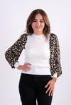 Kolları Saten Leopar Desenli Triko