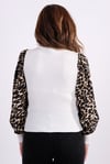 Kolları Saten Leopar Desenli Triko