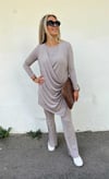 Kruvaze Detaylı Bluz Yarım İspanyol Paça Pantolon Takım