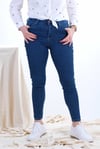 Lacivert Yüksek Bel Likralı Mom Jean