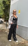 Lastik Detaylı Leopar Pantolon