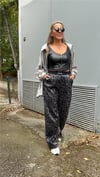 Lastik Detaylı Leopar Pantolon