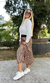 Leopar Desen Pileli Beli Lastikli Etek