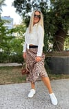 Leopar Desen Pileli Beli Lastikli Etek