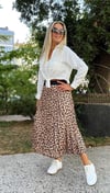 Leopar Desen Pileli Beli Lastikli Etek