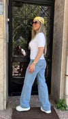 Mavi Yüksek Bel Boru Paça Jean