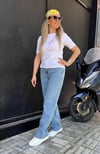Mavi Yüksek Bel Boru Paça Jean