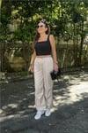 Paçası Beli lastikli Gabardin Pantolon