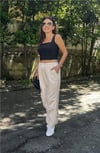 Paçası Beli lastikli Gabardin Pantolon