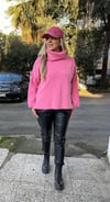 Pembe Degaje Yaka Önü Kısa Kazak