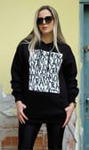 Siyah Amor Baskılı Kapüşonlu Şardonlu Sweat