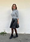 Siyah Deri Kloş Etek