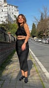Siyah Fitilli Bağlama Detaylı Triko Takım
