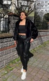 Siyah Kapüşonlu Peluş Kaban