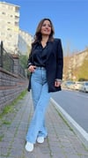 Siyah Leopar Astarlı  Blazer Ceket