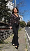 Siyah Yüksek Bel Boru Paça Jean