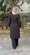 Yakası Kürklü Kuşaklı Astarlı Kaşe Kaban