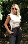 Yandan Büzgülü Vatkalı T-Shirt