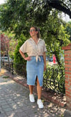 Yırtmaçlı Denim Midi Etek