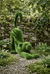 Baby lion Yavru Aslan Figürlü Peyzaj Sanatı - Çelik Konstrüksiyon Yapay Çim Heykeli ve Topiary 140x125x50 cm
