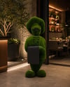 Chef Aşçı Figürlü Peyzaj Sanatı - Çelik Konstrüksiyon Yapay Çim Heykeli ve Topiary 230x90x60 cm