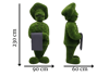 Chef Aşçı Figürlü Peyzaj Sanatı - Çelik Konstrüksiyon Yapay Çim Heykeli ve Topiary 230x90x60 cm