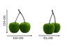Cherries Anıtsal İkiz Kiraz Figürlü Peyzaj Sanatı - Çelik Konstrüksiyon Yapay Çim Heykeli ve Topiary 170x120x65 cm