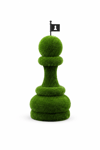 Chess Pawn Estetik Satranç Piyonu Figürlü Peyzaj Sanatı - Çelik Konstrüksiyon Yapay Çim Heykeli ve Topiary 100x50x50 cm