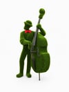 Contrabass player Kontrbas Sanatçısı Figürlü Peyzaj Sanatı - Çelik Konstrüksiyon Yapay Çim Heykeli ve Topiary 280x110x140 cm