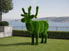 Deer Asil Boynuzlu Büyük Geyik Figürlü Peyzaj Sanatı - Çelik Konstrüksiyon Yapay Çim Heykeli ve Topiary 205x220x55 cm