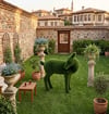 Doe Zarif Dişi Geyik Figürlü Peyzaj Sanatı - Çelik Konstrüksiyon Yapay Çim Heykeli ve Topiary 165x170x85 cm