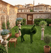 Doe Zarif Dişi Geyik Figürlü Peyzaj Sanatı - Çelik Konstrüksiyon Yapay Çim Heykeli ve Topiary 165x170x85 cm