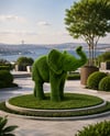 Elephant Dekoratif Fil Figürlü Peyzaj Sanatı - Çelik Konstrüksiyon Yapay Çim Heykeli ve Topiary 150x260x170 cm