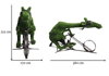 Giraffe on a Bike Bisiklet Süren Zürafa Figürlü Peyzaj Sanatı - Çelik Konstrüksiyon Yapay Çim Heykeli ve Dev Topiary 215x380x170 cm