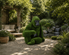 Gorilla male with carved face Sanatsal Yüz Detaylı Erkek Goril Figürlü Peyzaj Sanatı - Çelik Konstrüksiyon Yapay Çim Heykeli ve Topiary 170x120x200 cm