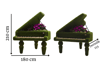 Grand Piano Estetik Kuyruklu Piyano Figürlü Peyzaj Sanatı - Çelik Konstrüksiyon Yapay Çim Heykeli ve Topiary 180x210x155 cm
