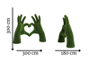 Hands heart Kalp Yapan Eller Figürlü Peyzaj Sanatı - Çelik Konstrüksiyon Yapay Çim Heykeli ve Topiary 300x300x180 cm