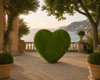Heart Kalp Figürlü Peyzaj Sanatı - Çelik Konstrüksiyon Yapay Çim Heykeli ve Topiary 166x170x65 cm