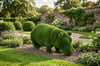 Hippo Small Dekoratif Su Aygırı Figürlü Peyzaj Sanatı - Çelik Konstrüksiyon Yapay Çim Heykeli ve Topiary 97x195x60 cm