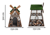 Mill House Nostaljik Değirmen Evi Figürlü Peyzaj Sanatı - Çelik Konstrüksiyon Yapay Çim Heykeli ve Dev Topiary 300x150x150 cm