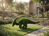 Parasaurolophus small İbikli Dinozor Figürlü Peyzaj Sanatı - Çelik Konstrüksiyon Yapay Çim Heykeli ve Topiary 165x370x180 cm