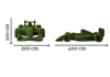 Racing Car Modern Yarış Arabası Figürlü Peyzaj Sanatı - Çelik Konstrüksiyon Yapay Çim Heykeli ve Dev Topiary 100x400x200 cm