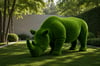 Rhinoceros Dekoratif Gergedan Figürlü Peyzaj Sanatı - Çelik Konstrüksiyon Yapay Çim Heykeli ve Topiary 150x320x120 cm