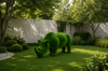 Rhinoceros Small Dekoratif Gergedan Figürlü Peyzaj Sanatı - Çelik Konstrüksiyon Yapay Çim Heykeli ve Topiary 110x210x80 cm
