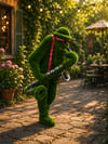 Saxophone player Saksafon Sanatçısı Figürlü Peyzaj Sanatı - Çelik Konstrüksiyon Yapay Çim Heykeli ve Topiary 250x80x140 cm