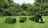 Set of Swimming Hippos Yüzen Su Aygırları Seti Figürlü Peyzaj Sanatı - Çelik Konstrüksiyon Yapay Çim Heykeli ve Dev Topiary Seti (Kişiye Özel Ebat)