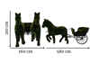 Two Horse-Drawn Carriage Anıtsal Çift Atlı Fayton Arabası - Çelik Konstrüksiyon Yapay Çim Heykeli ve Dev Topiary 210x580x160 cm