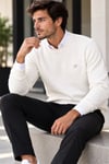 Beyaz Bisiklet Yaka Regular Fit Kaşmir Erkek Kazak