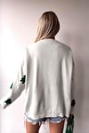 Beyaz Bisiklet Yaka Yılbaşı TemalıKabartma Çam Figürlü Triko Kazak